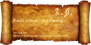 Kadlicsek Julianna névjegykártya